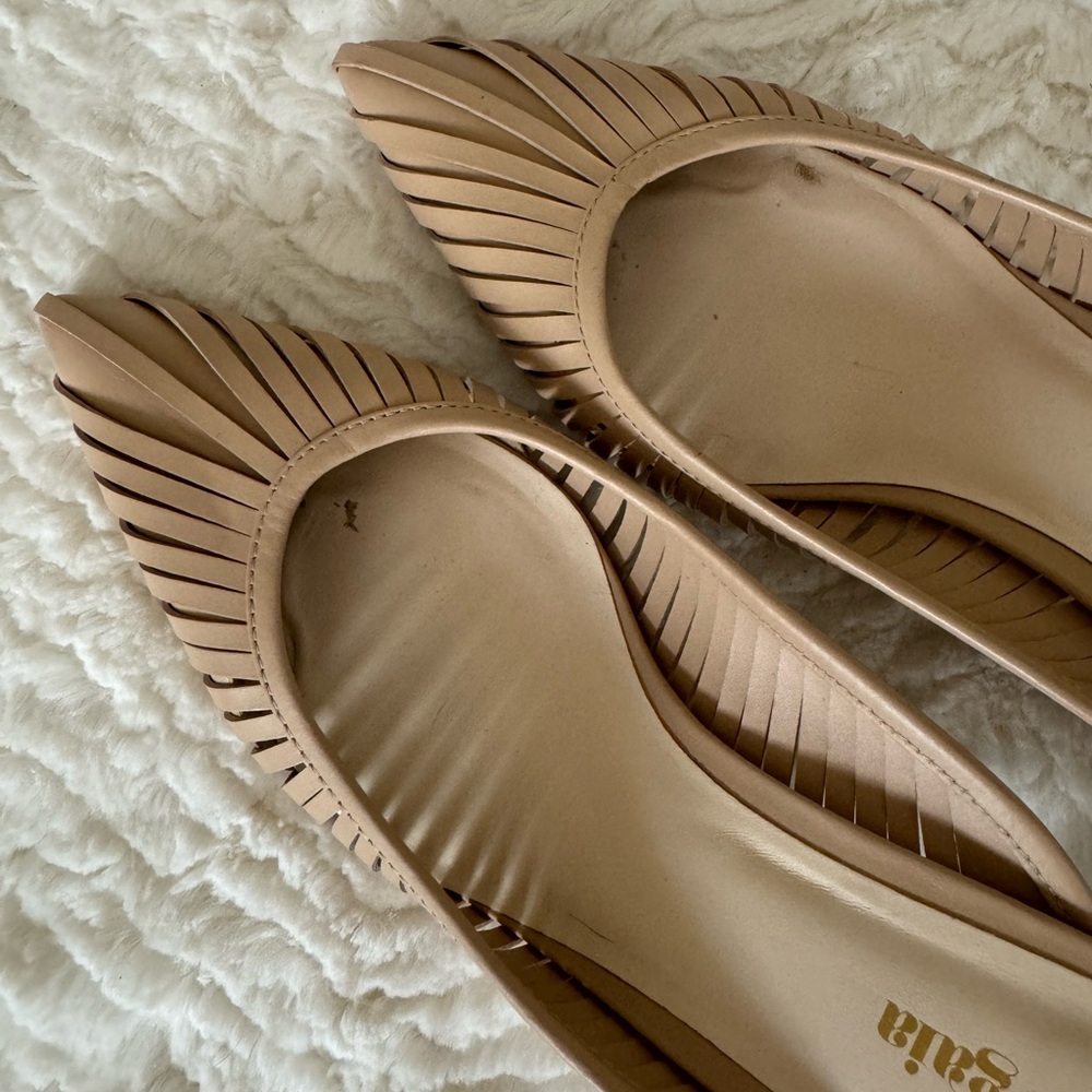 Revolve Cult Gaia Alia Ball Heel Mules Taupe Leather Pointed Toe Slip-On - Picture 2 of 6